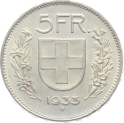 5 Franken 1933 B - vorzüglich